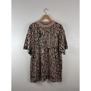 Vintage Camel All-Over Print T-Shirt featuring an all-over bark camouflage style